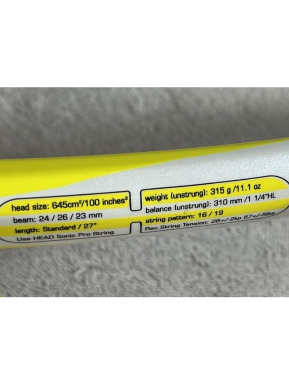 Head Microgel Extreme Pro Mid Plus Tennis Racquet ~ 100 in² ~ 315g ~ 4 ½” Grip - Picture 8 of 10